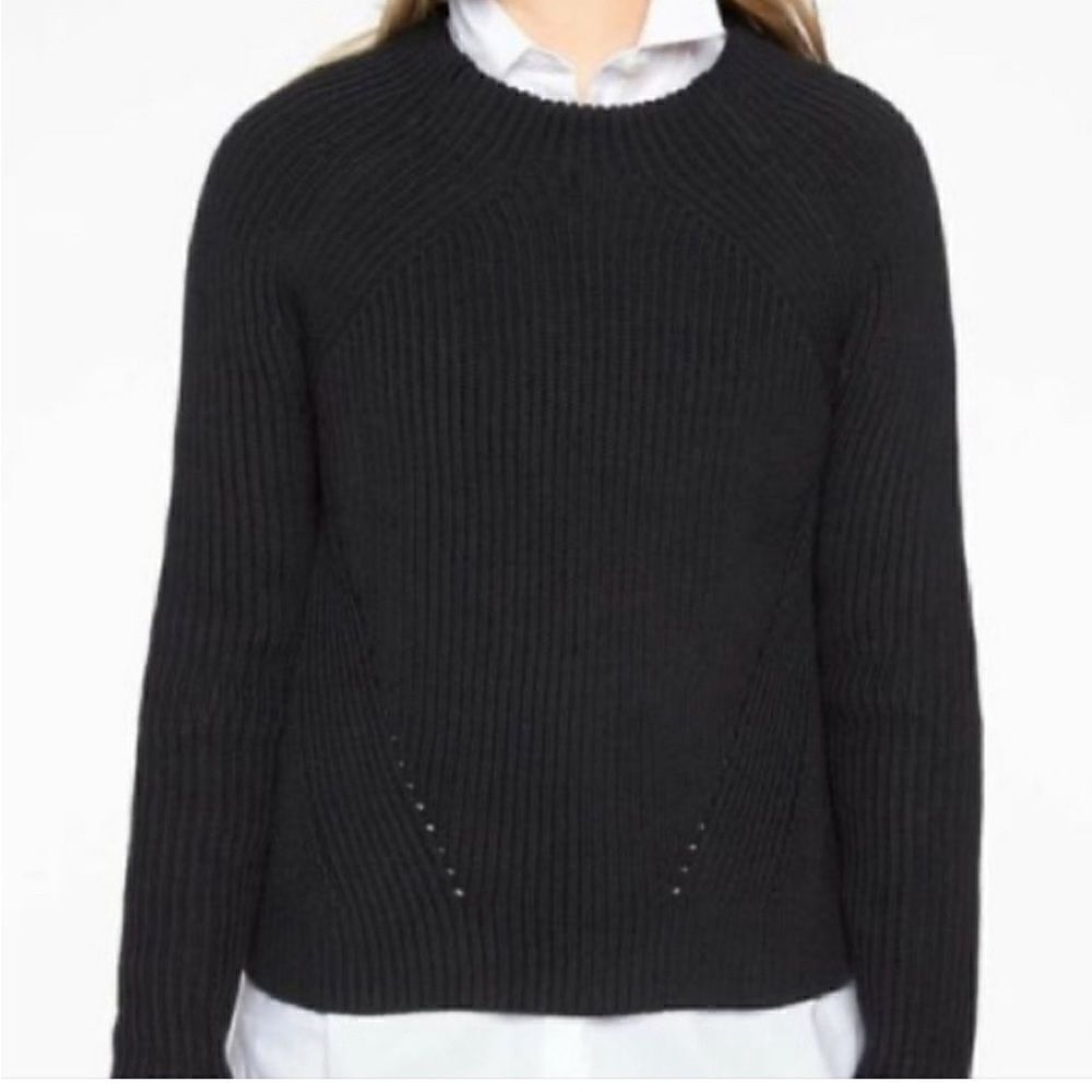 Athleta Rockland Chucky Knit Long Mock Neck Sleeve Black Women’s Sweater Sz S